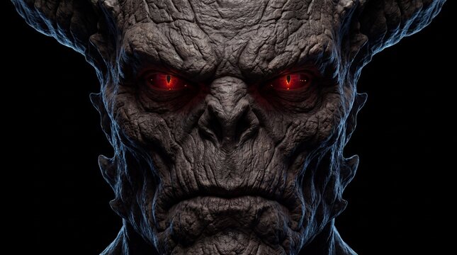 Demon Head Portrait Eyes Horns