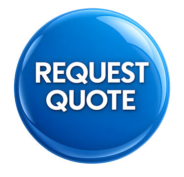 Blue round button with request quote text as isolated element