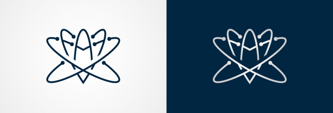 Abstract Geometric Atom Logo. Quantum Logo Design for Science Technology Company. Vector Illustration