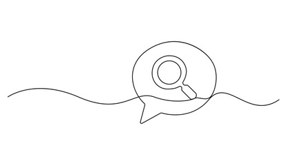 Obraz premium Search Magnifying Glass in Speech Bubble Minimalist Line Art