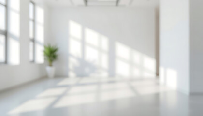 Fototapeta premium Empty Contemporary Interior Room with Large Windows, Natural Light, Parquet Floor and Open Architectural Space in a Modern Home or Apartment