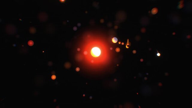 Red dwarf star with orbiting planets and comets forms a dramatic 3D animation designed for university astrophysics lessons and documentary backdrops