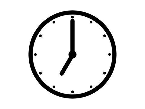 7時を示すシンプルなアナログ時計のアイコンイラスト素材