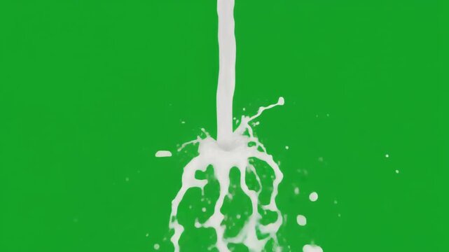 White Water Stream Pouring Vertically from Invisible Faucet on Green Screen