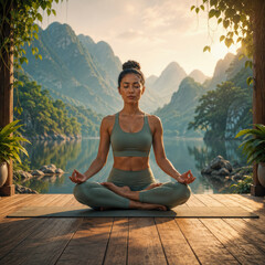 Fototapeta premium Mindfulness and Mental Wellbeing Concept in Calm Interior