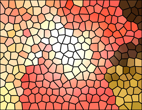 Vibrant Coral Red Mosaic Pattern Background. Pastel Peach Ceramic Tiles Abstract Art Backdrop
