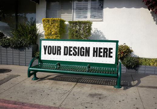 Mockup Of Customized Sign On Bench