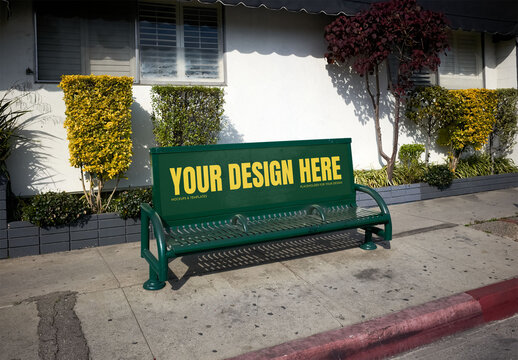 Mockup Of Customized Sign On Bench