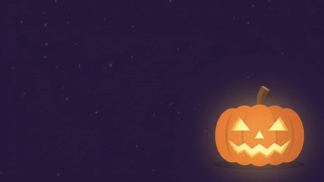 紫の夜空に光るジャックオーランタンのハロウィンアニメーション
