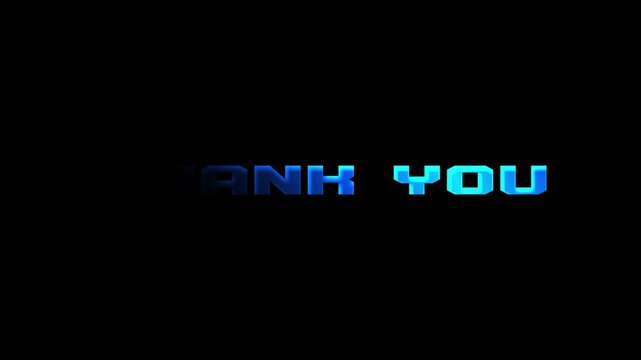 Animated Blue 3D Thank You Text Reveal on Black Background, Stylish Appreciation Message Motion Graphic for Presentation and Outro