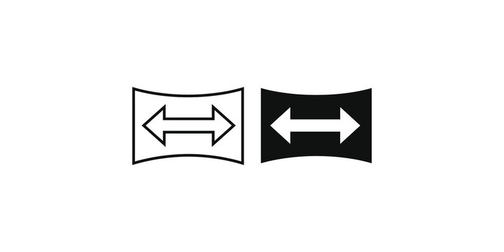 Horizontal double arrow black and white vector icons within curved frames for scaling UI.