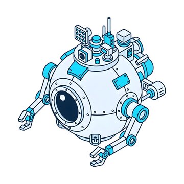 Isometric spherical underwater research drone with robotic arms