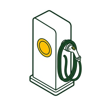 Isometric electric vehicle charging station icon isolated on white