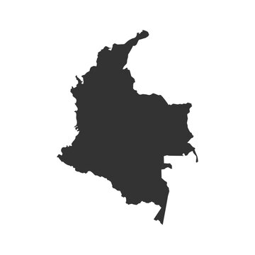 Colombia Map Silhouette, Vector Shape Isolated