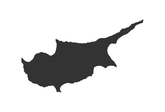 Cyprus Map Silhouette, Vector Shape Isolated