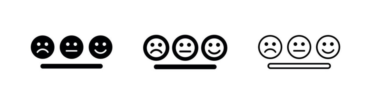 Customer satisfaction rating icon set. Feedback scale with emoji vector illustration.