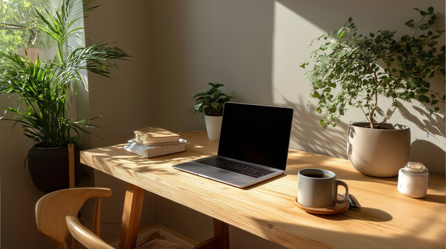 A modern freelance workspace scene, perfect for remote work, productivity, and creative themes.
