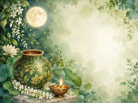 Karwa Chauth celebration theme banner - ai generative
