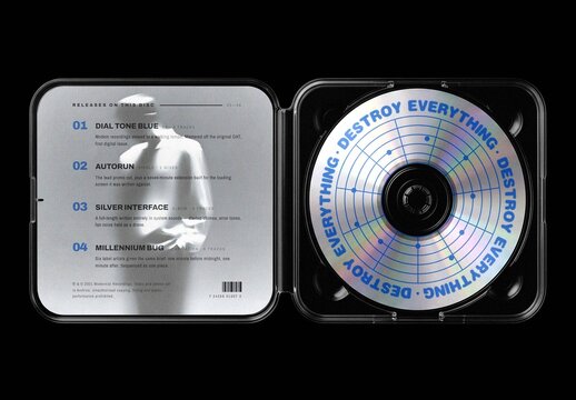 Opened CD Case And Disc Mockup For Branding And Packaging Design