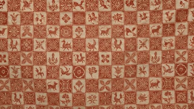 Traditional Indonesian Batik Textile with Intricate Animal Motifs