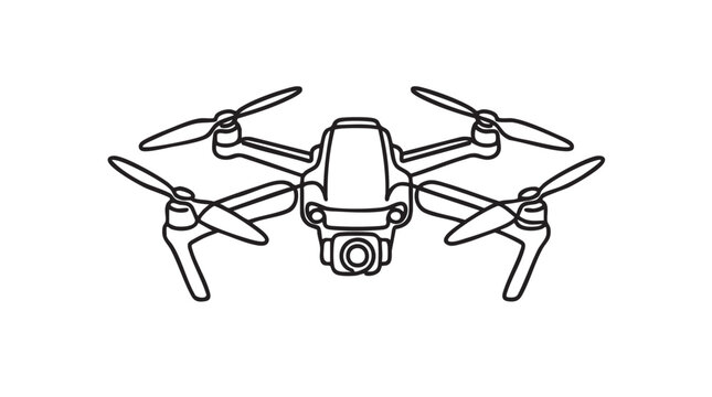 modern camera drone vector icon, a continuous line art illustration for aerial continuous continuous line art vector icon