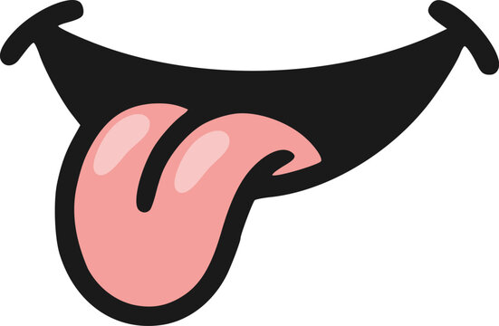 Mouth sticking out its tongue playfully, teasingly, and sympathetically.