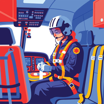 Pilot in cockpit operating controls during flight