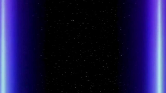 Dark blue vertical neon light streaks framing a starry night sky background with tiny white stars