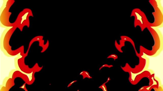 Dramatic illustration of fiery flames and embers against a dark black background with intense heat