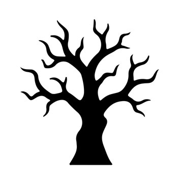 Spooky dead tree vector icon black and white halloween
