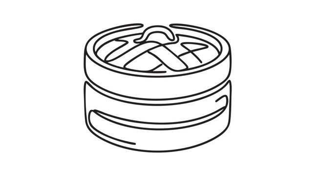 dim sum basket continuous line art vector icon, a minimalist culinary design