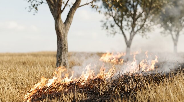 Controlled field fire and gravel truck