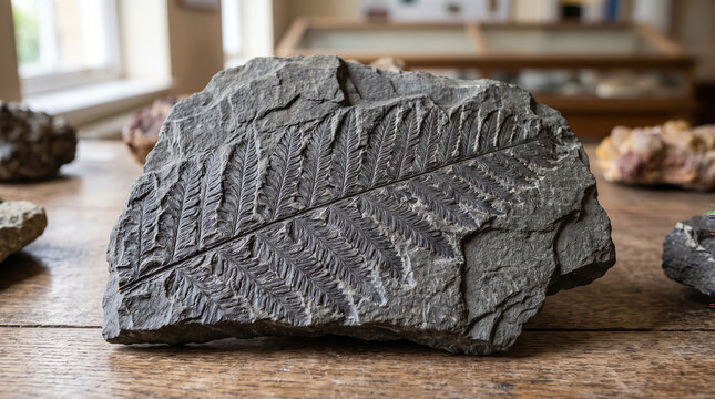 Prehistoric Fern Fossil Impression and Paleobotany Specimen