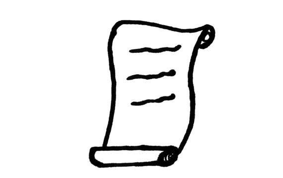 Scroll Doodle &mdash; Hand Drawn Black Line Scroll on White Background for Print and T-shirt Design