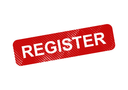 Red register button with stamp effect illustration