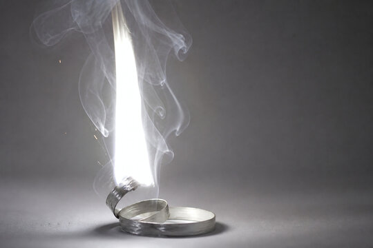 Brilliant White Magnesium Ribbon Burning In Studio