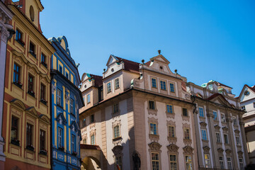 Obraz premium Historic architecture and famous landmarks in central Prague during traveling, Czech Republic 