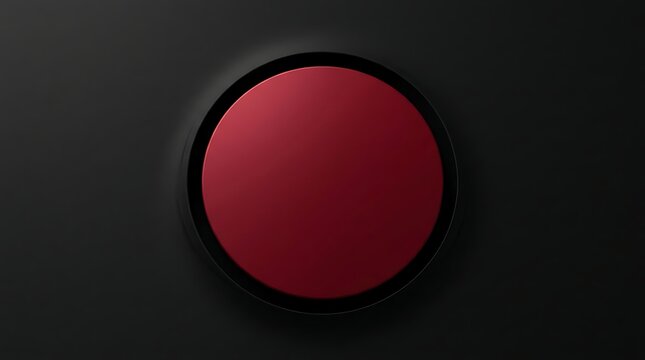 Minimalist red circular button on dark background