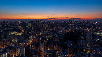 Obraz premium Tokyo cityscape in Minato ward glowing against twilight sky