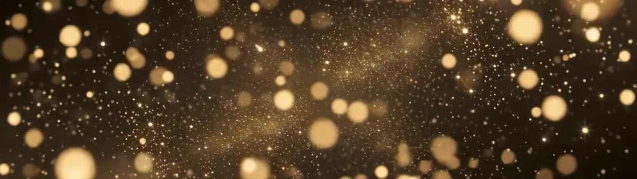 Luxury celebration and festive atmosphere golden bokeh particles floating in dark background elegant motion background for holiday events and awards.