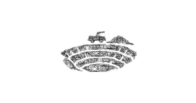 Sketch open pit mine icon animation - smooth progressive reveal