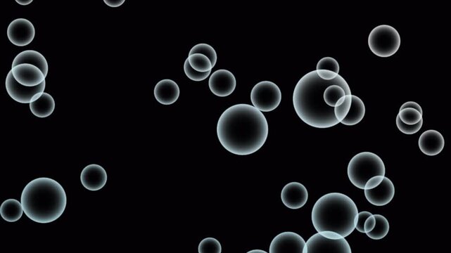 Floating Bubbles and Glowing Spheres Rising Up on Transparent Alpha Channel and Solid Background