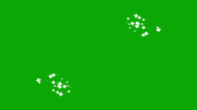 4k magic glitter sparkle trail, shining star trace with glowing glare, twinkling doodle stars, white sparkling particles, luxury glitter confetti sparkle trail on green background video