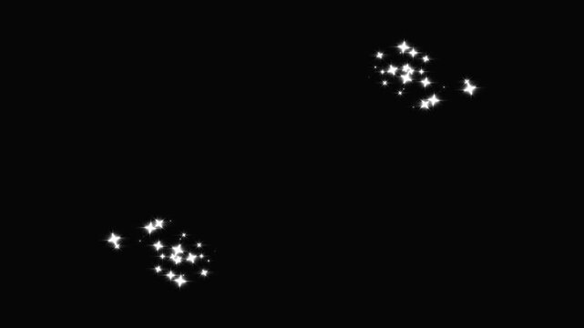 4k magic glitter sparkle trail, shining star trace with glowing glare, twinkling doodle stars, white sparkling particles, luxury glitter confetti sparkle trail on black background video