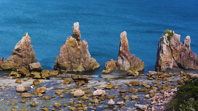 Hashiguiiwa Rocks in Wakayama, Summer Scene of Coastline of Japan