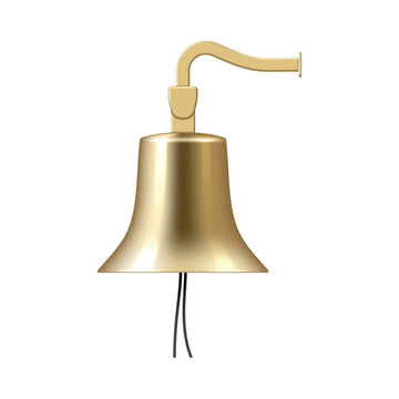 Golden wall bell on white background suitable for various uses in design and branding