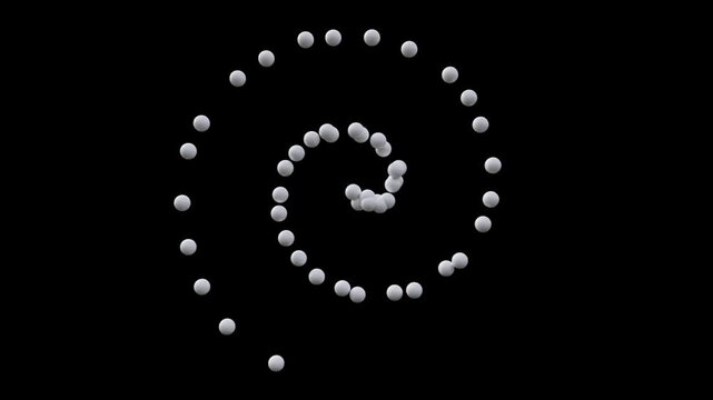 spherical particles fly apart in a spiral