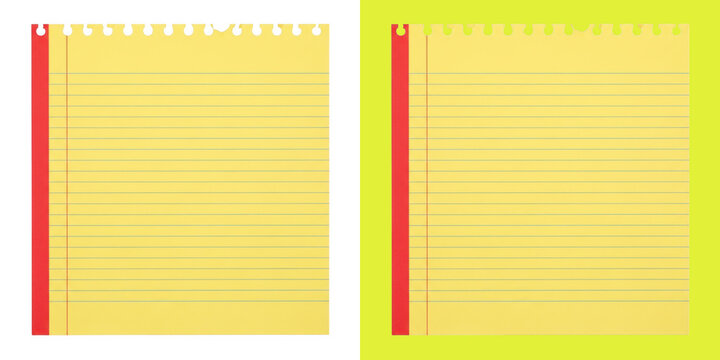 Blank yellow lined notebook paper page