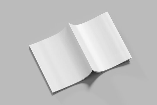 clean look portrait spread softcover letter size editorial handbook in studio shot mockup isolated 3d render