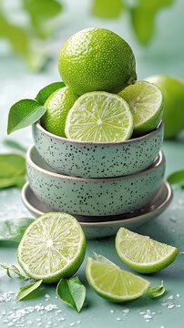 Fresh limes in bowls